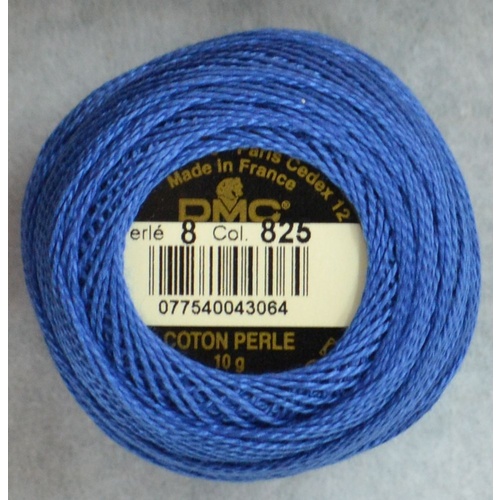 DMC Perle (Pearl) 8 Cotton #825 DARK BLUE 10g Ball 80m