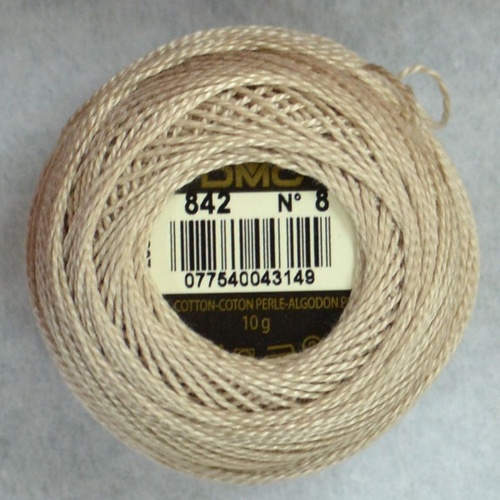 DMC Perle (Pearl) 8 Cotton #842 VERY LIGHT BEIGE BROWN 10g Ball 80m