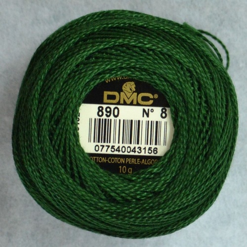 DMC Perle (Pearl) 8 Cotton #890 VERY DARK PISTACHIO GREEN 10g Ball 80m