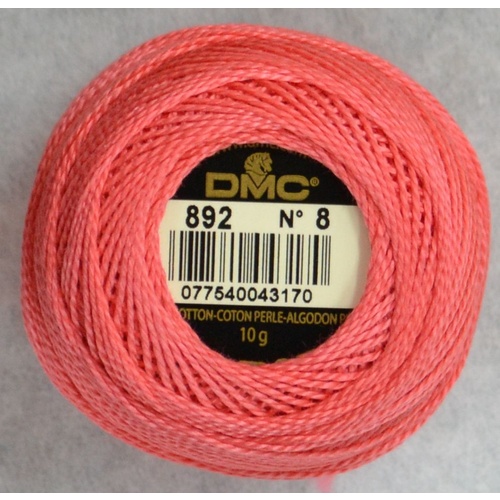 DMC Perle (Pearl) 8 Cotton #892 MEDIUM CARNATION 10g Ball 80m