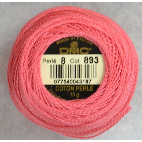 DMC Perle (Pearl) 8 Cotton #893 LIGHT CARNATION 10g Ball 80m