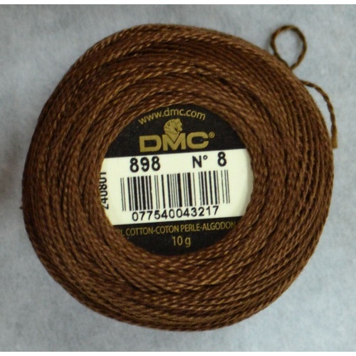 DMC Perle (Pearl) 8 Cotton #898 VERY DARK COFFEE BROWN 10g Ball 80m