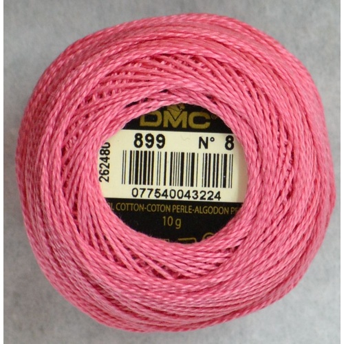 DMC Perle (Pearl) 8 Cotton #899 MEDIUM ROSE 10g Ball 80m