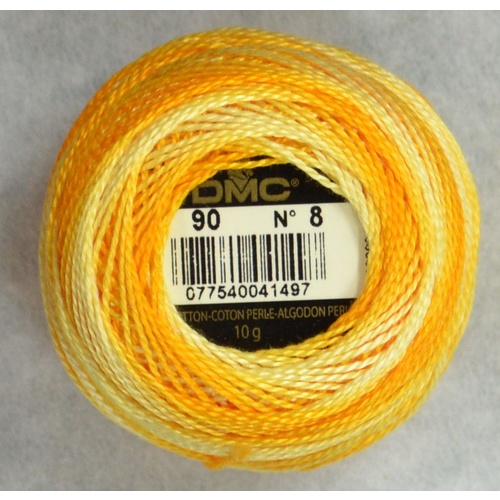 DMC Perle (Pearl) 8 Cotton #90 VARIEGATED YELLOW 10g Ball 80m