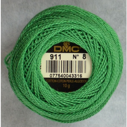 DMC Perle (Pearl) 8 Cotton #911 MEDIUM EMERALD GREEN 10g Ball 80m