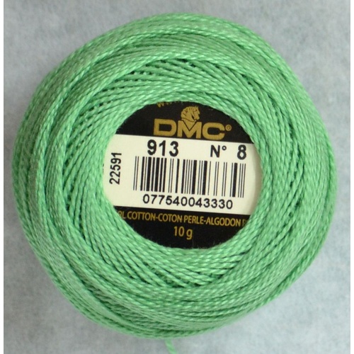 DMC Perle (Pearl) 8 Cotton #913 MEDIUM NILE GREEN 10g Ball 80m