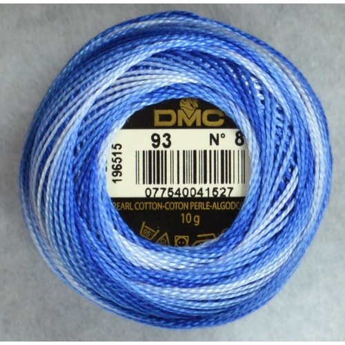 DMC Perle (Pearl) 8 Cotton #93 VARIEGATED ROYAL BLUE 10g Ball 80m