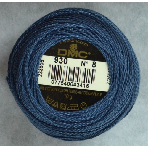 DMC Perle (Pearl) 8 Cotton #930 DARK ANTIQUE BLUE 10g Ball 80m