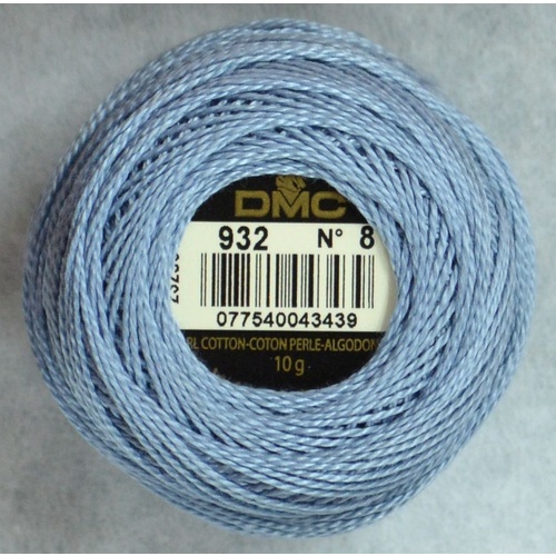 DMC Perle (Pearl) 8 Cotton #932 LIGHT ANTIQUE BLUE 10g Ball 80m