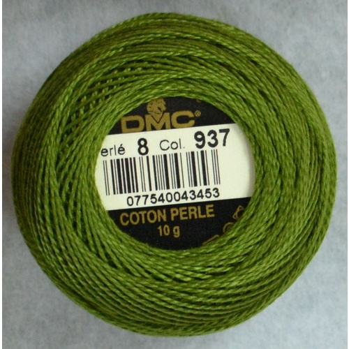 DMC Perle (Pearl) 8 Cotton #937 MEDIUM AVOCADO GREEN 10g Ball 80m