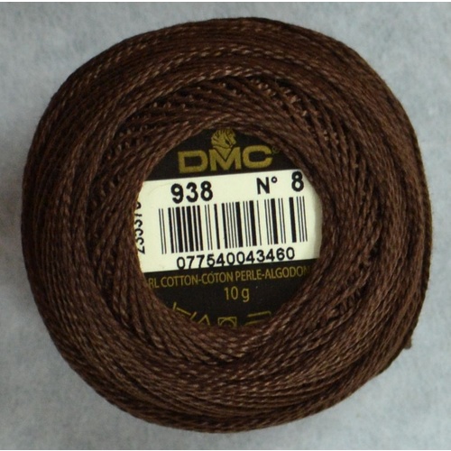 DMC Perle (Pearl) 8 Cotton #938 VERY DARK COFFEE BROWN 10g Ball 80m