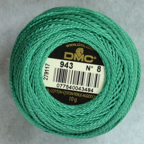 DMC Perle (Pearl) 8 Cotton #943 MEDIUM AQUAMARINE 10g Ball 80m