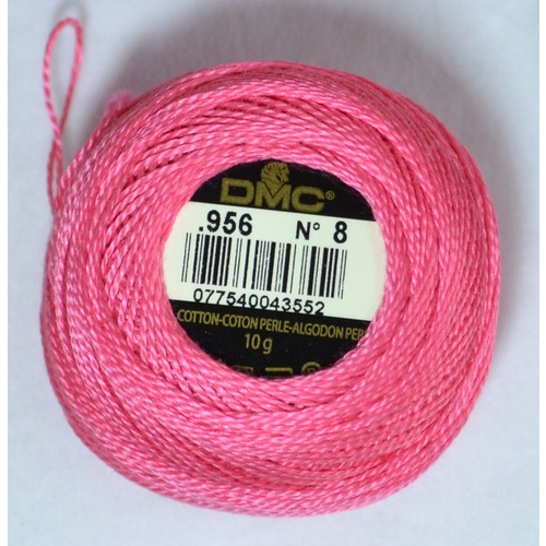 DMC Perle (Pearl) 8 Cotton #956 GERANIUM 10g Ball 80m