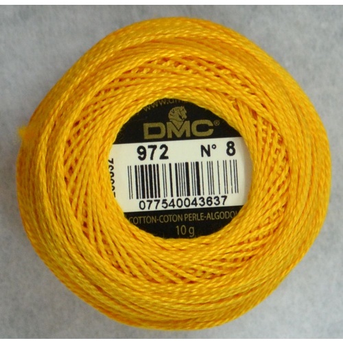 DMC Perle (Pearl) 8 Cotton #972 DEEP CANARY YELLOW 10g Ball 80m