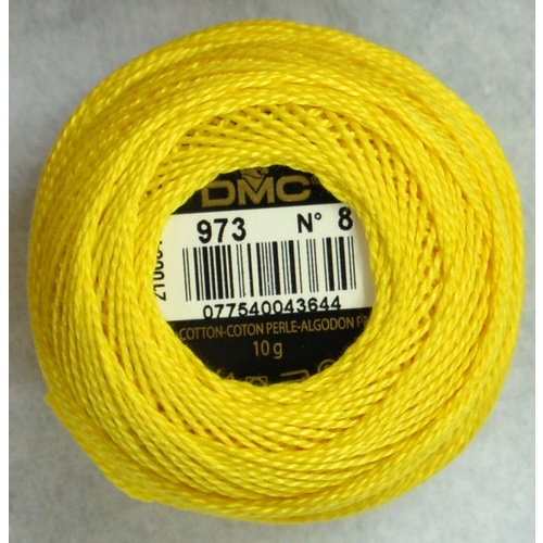 DMC Perle (Pearl) 8 Cotton #973 BRIGHT CANARY YELLOW 10g Ball 80m