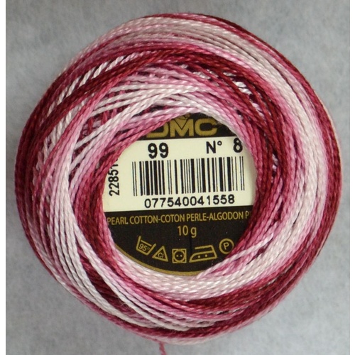 DMC Perle (Pearl) 8 Cotton #99 VARIEGATED MAUVE 10g Ball 80m