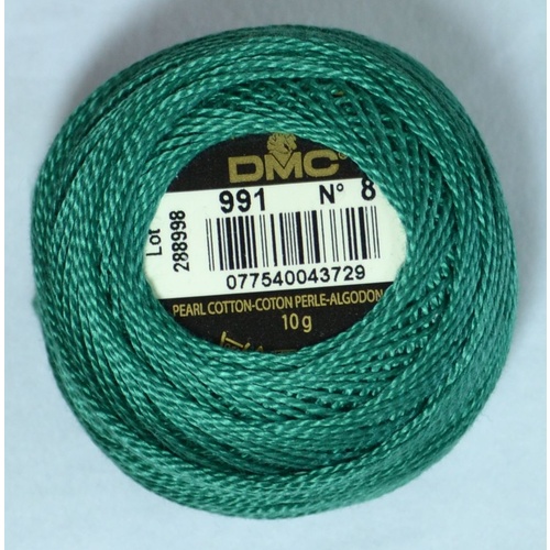 DMC Perle (Pearl) 8 Cotton #991 DARK AQUAMARINE 10g Ball 80m