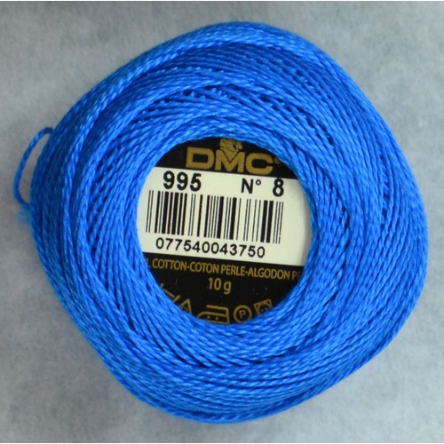 DMC Perle (Pearl) 8 Cotton #995 DARK ELECTRIC BLUE 10g Ball 80m