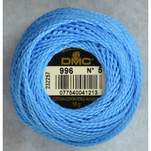 DMC Perle (Pearl) 8 Cotton #996 MEDIUM ELECTRIC BLUE 10g Ball 80m