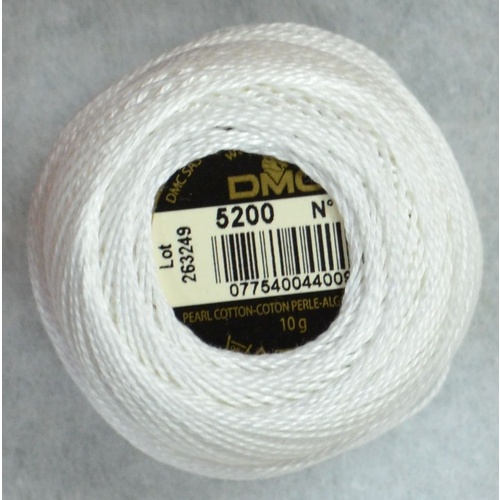 DMC Perle (Pearl) 8 Cotton #B5200 SNOW WHITE 10g Ball 80m