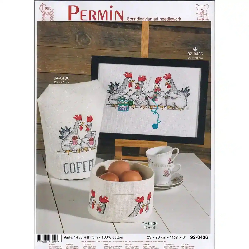 CHICKEN TALK Aida 14ct Embroidery Kit, 29cm x 20cm