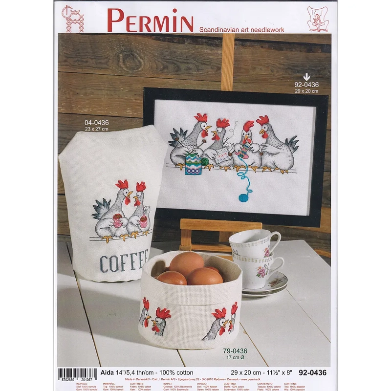 CHICKEN TALK Aida 14ct Embroidery Kit, 29cm x 20cm