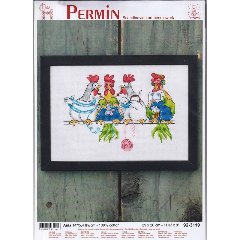 CHICKEN KNITWEAR Aida 14ct Embroidery Kit, 29cm x 20cm