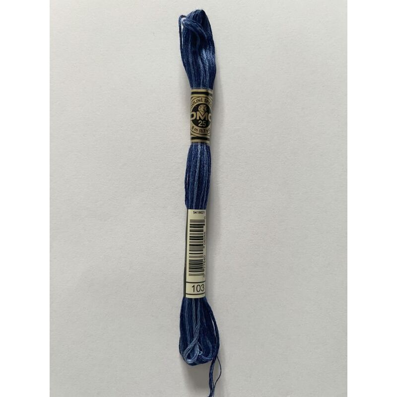 DMC Stranded Cotton #103 Variegated Dark Blue Hand Embroidery Floss 8m Skein (Discontinued Colour)