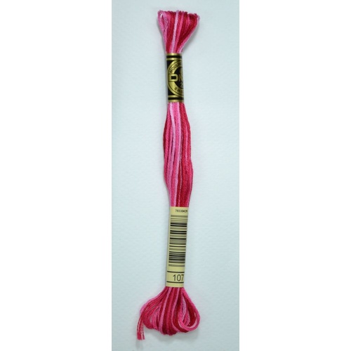 DMC Stranded Cotton #107 Variegated Carnation Hand Embroidery Floss 8m Skein