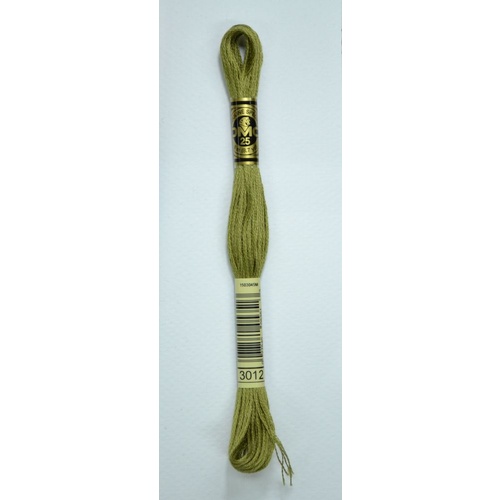 DMC Stranded Cotton #3012 Medium Khaki Green Hand Embroidery Floss 8m Skein