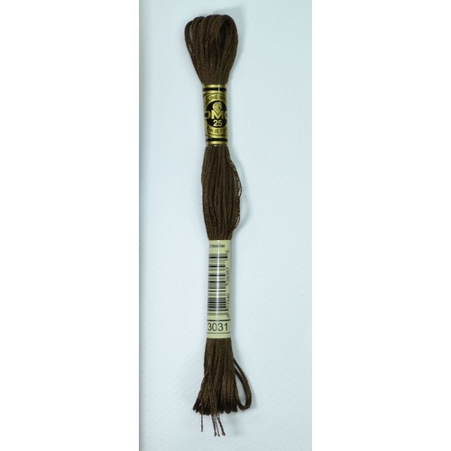 DMC Stranded Cotton #3031 Very Dark Mocha Brown Hand Embroidery Floss 8m Skein