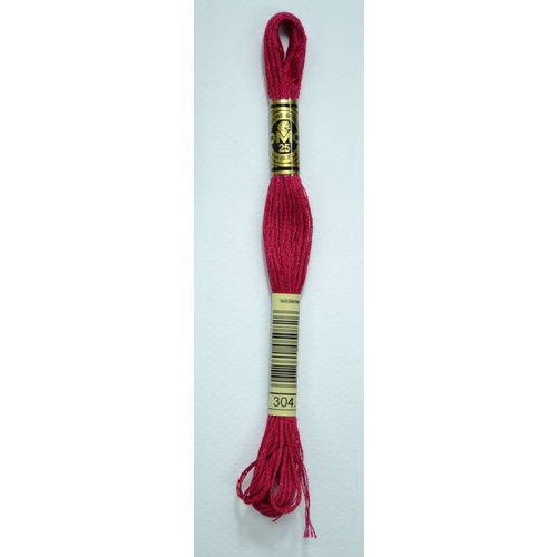 DMC Stranded Cotton #304 Medium Red Hand Embroidery Floss 8m Skein