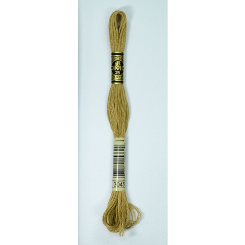 DMC Stranded Cotton #3045 Dark Yellow Beige Hand Embroidery Floss 8m Skein