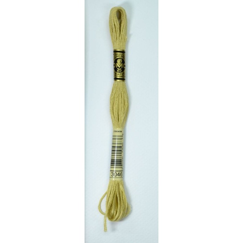 DMC Stranded Cotton #3046 Medium Yellow Beige Hand Embroidery Floss 8m Skein
