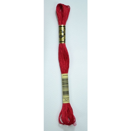 DMC Stranded Cotton #321 Red Hand Embroidery Floss 8m Skein
