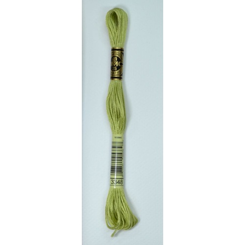 DMC Stranded Cotton #3348 Light Yellow Green Hand Embroidery Floss 8m Skein