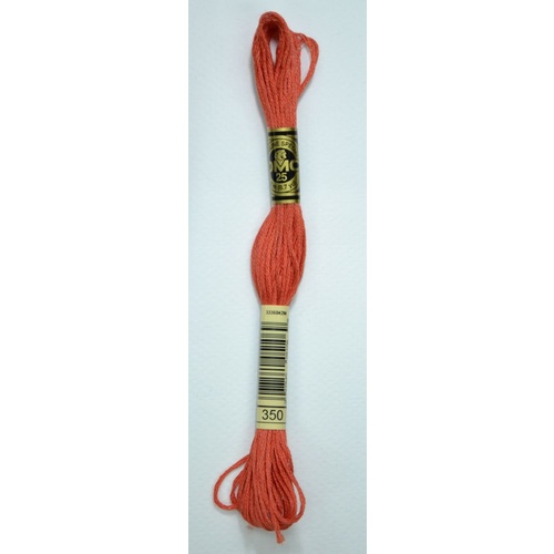 DMC Stranded Cotton #350 Medium Coral Hand Embroidery Floss 8m Skein