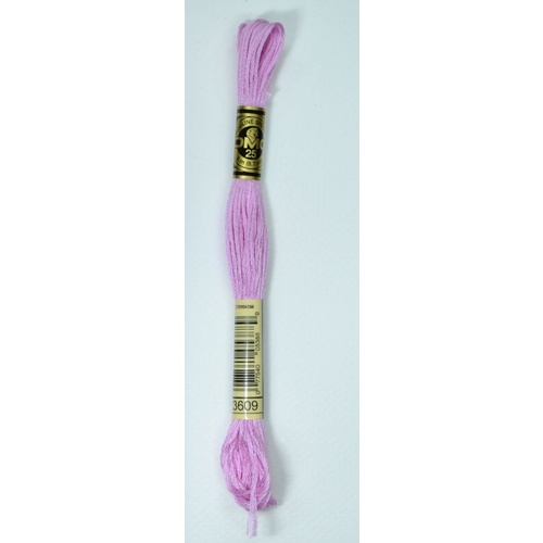 DMC Stranded Cotton #3609 Ultra Light Plum Hand Embroidery Floss 8m Skein