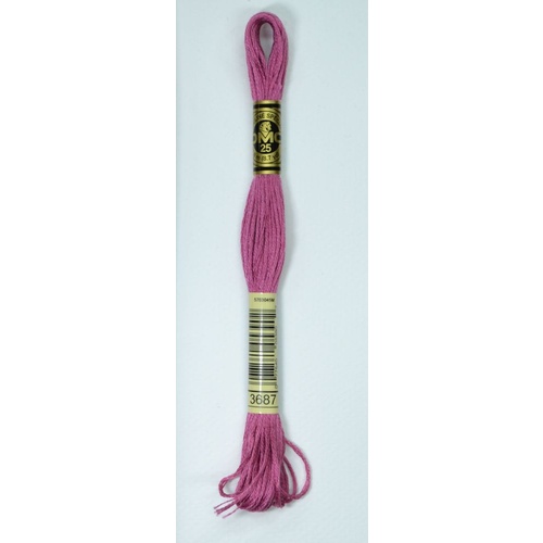 DMC Stranded Cotton #3687 Mauve Hand Embroidery Floss 8m Skein
