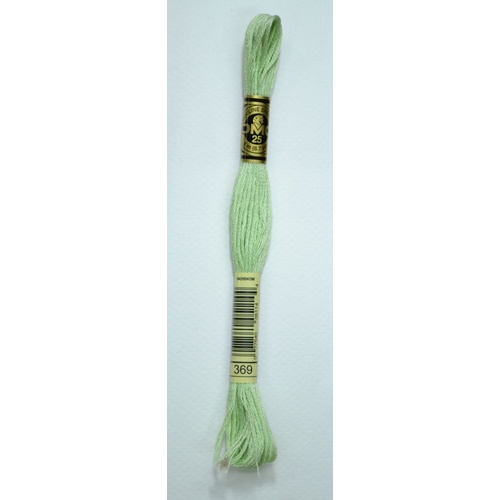 DMC Stranded Cotton #369 Very Light Pistachio Green Hand Embroidery Floss 8m Skein
