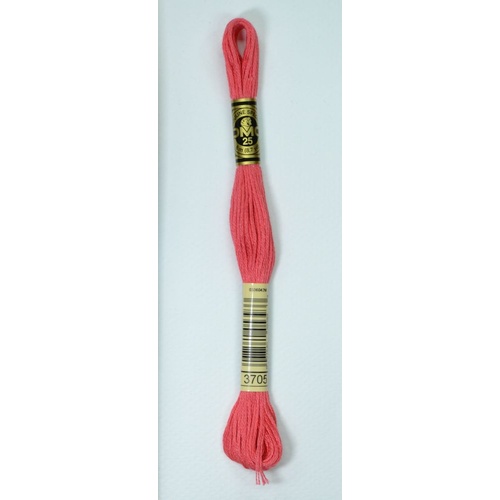 DMC Stranded Cotton #3705 Dark Melon Hand Embroidery Floss 8m Skein