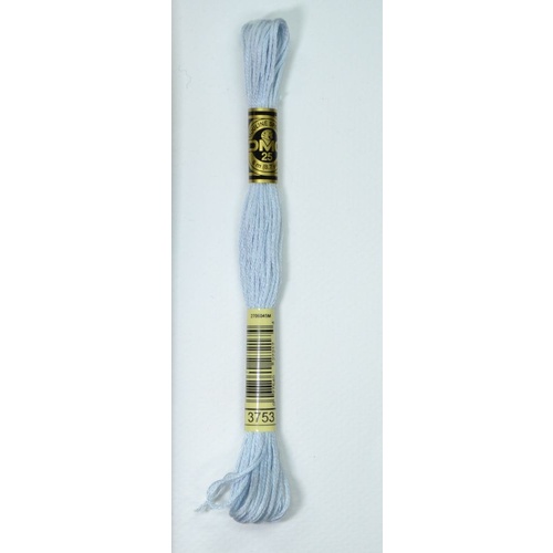 DMC Stranded Cotton #3753 Ultra Very Light Antique Blue Hand Embroidery Floss 8m Skein