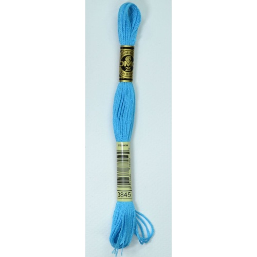 DMC Stranded Cotton #3845 Medium Bright Turquoise Hand Embroidery Floss 8m Skein