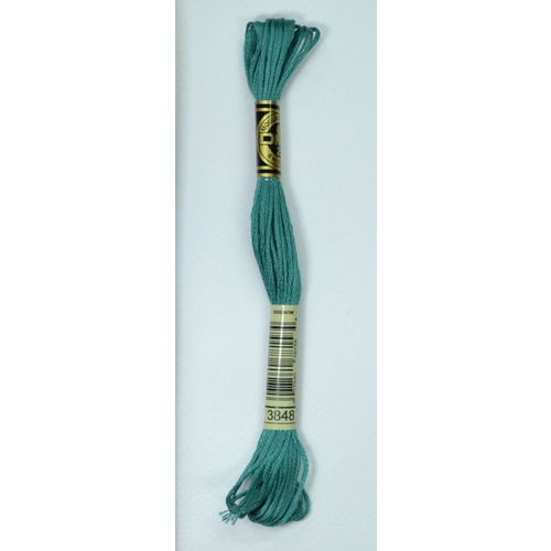 DMC Stranded Cotton #3848 Medium Teal Green Hand Embroidery Floss 8m Skein