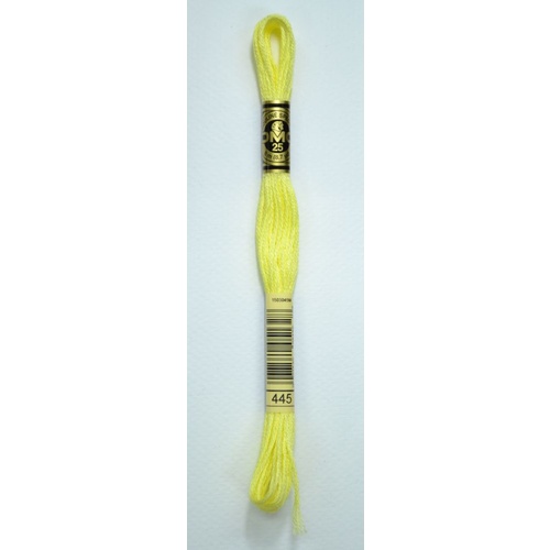 DMC Stranded Cotton #445 Light Lemon Hand Embroidery Floss 8m Skein