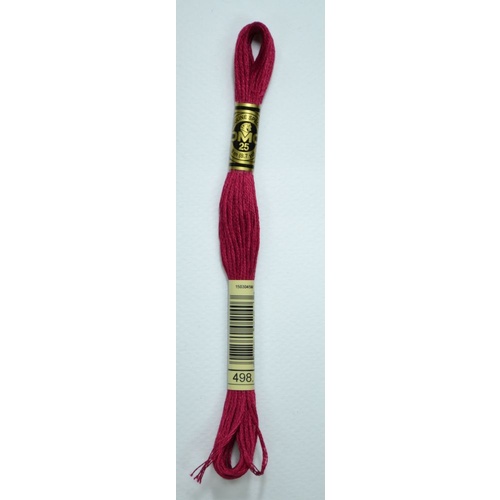 DMC Stranded Cotton #498 Dark Red Hand Embroidery Floss 8m Skein