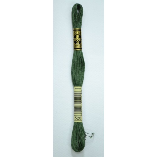 DMC Stranded Cotton #520 Dark Fern Green Hand Embroidery Floss 8m Skein