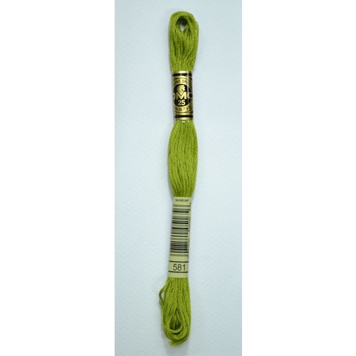 DMC Stranded Cotton #581 Moss Green Hand Embroidery Floss 8m Skein