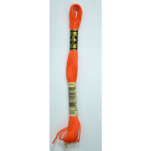DMC Stranded Cotton #608 Bright Orange Hand Embroidery Floss 8m Skein