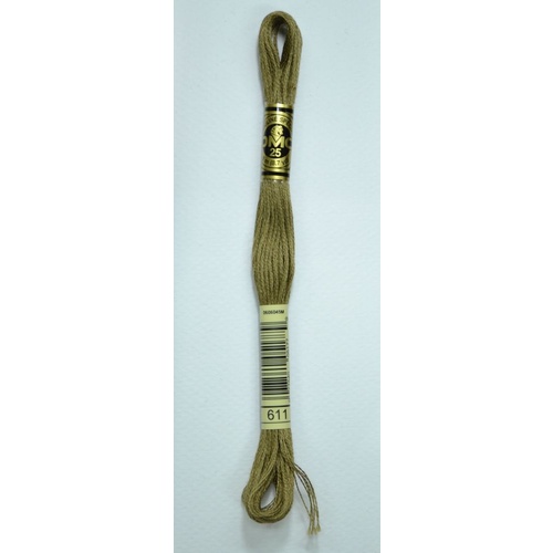DMC Stranded Cotton #611 Drab Brown Hand Embroidery Floss 8m Skein